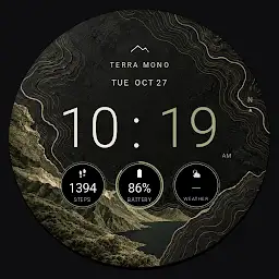 Terra Mono: Topographic Face — Android app icon